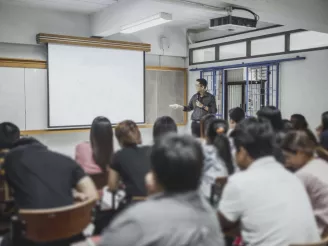 Interactive whiteboard in older students classroom-projector-Audio Visual-Lifestyle