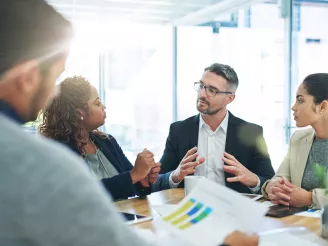 People-around table-having meeting