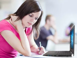 woman working at computer